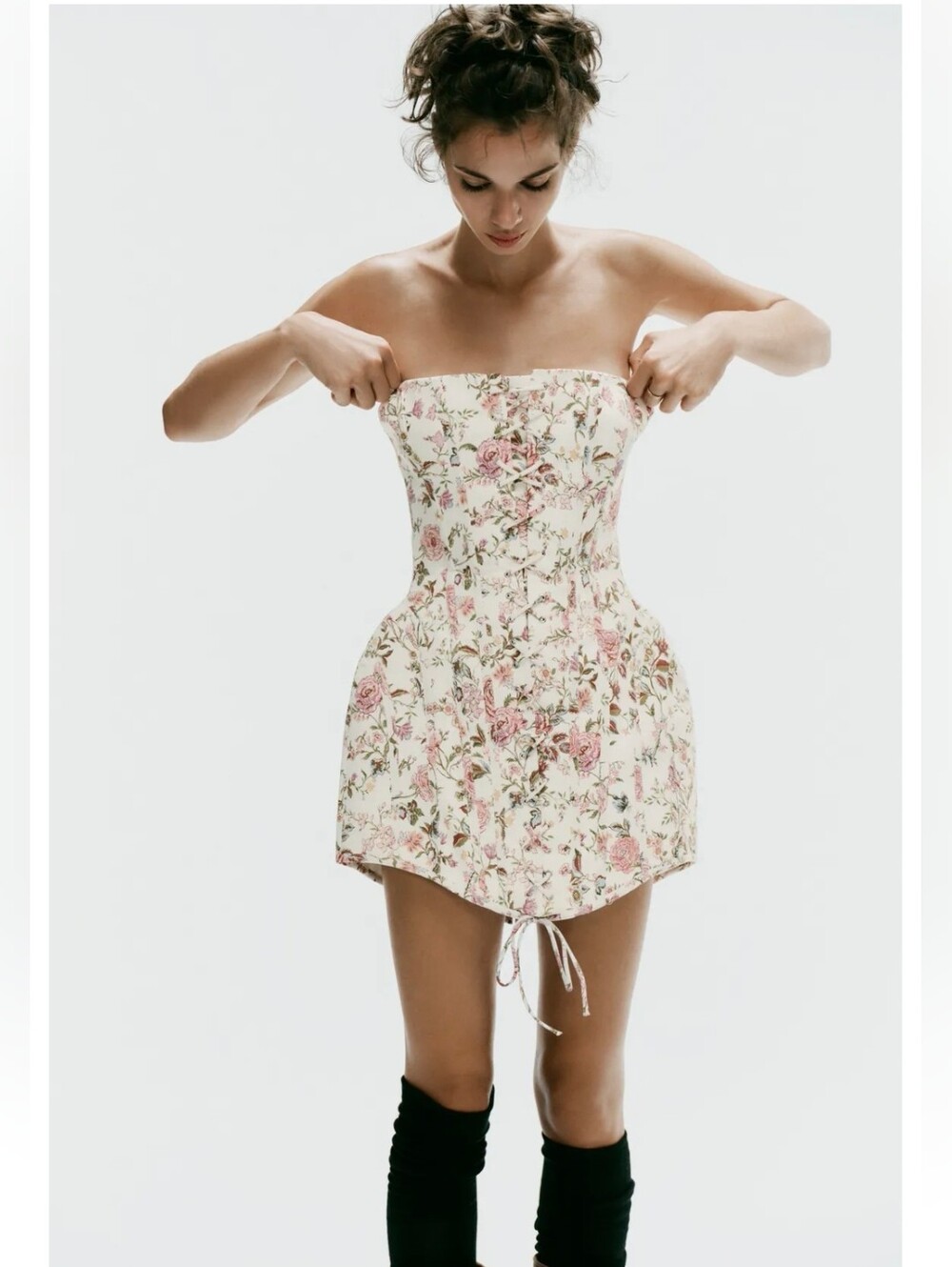 ZARA FLORAL PRINT OFF-THE-SHOULDERS DRESS